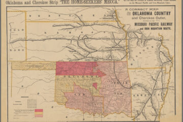 A correct map of the Oklahoma country and Cherokee outlet reached via the Missouri Pacific Railway and Iron Mountain route. 1889. NYPL Digital Collections